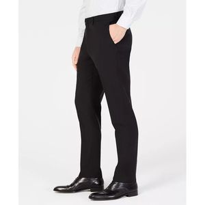 DKNY Men's Dean Modern Fit Tapered Suit Pants Black Size 38X30